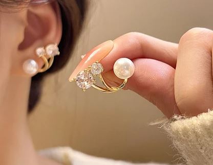 Aretes bañados en oro Perlas