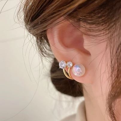 Aretes bañados en oro Perlas